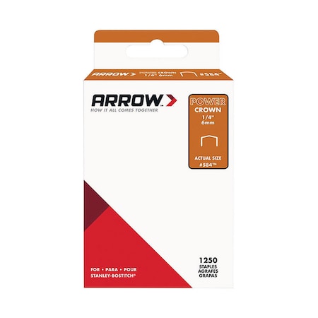 Arrow Fastener Arrow No 584 3/8 in. W X 1/4 in. L 18 Ga. Power Crown Standard Staples 1250 pk 584SP